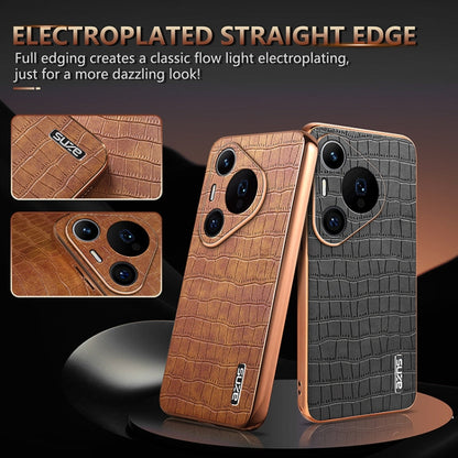 For Huawei Pura 70 Pro / 70 Pro+ AZNS Electroplated Frame Crocodile Texture Full Coverage Phone Case(Green)