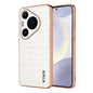 Pour Huawei Pura 70 Pro / 70 Pro+ AZNS Coque de téléphone à couverture complète avec cadre électrolytique et texture crocodile (blanc)