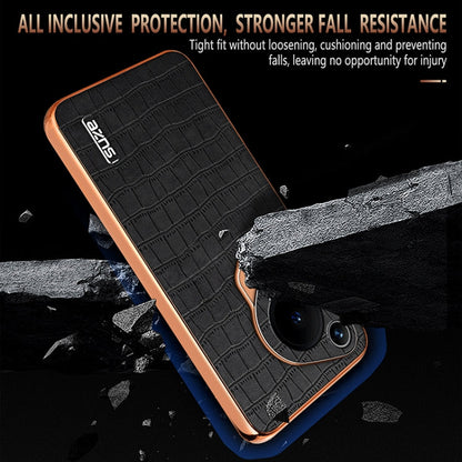 Pour Huawei Pura 70 Ultra AZNS Étui de téléphone à couverture complète avec cadre galvanisé et texture croco (blanc)