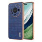 For Huawei Mate 60 / 60 Pro+ AZNS Electroplated Frame Crocodile Texture Full Coverage Phone Case(Blue)