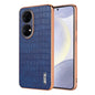 For Huawei P50 AZNS Electroplated Frame Crocodile Texture Full Coverage Phone Case(Blue)