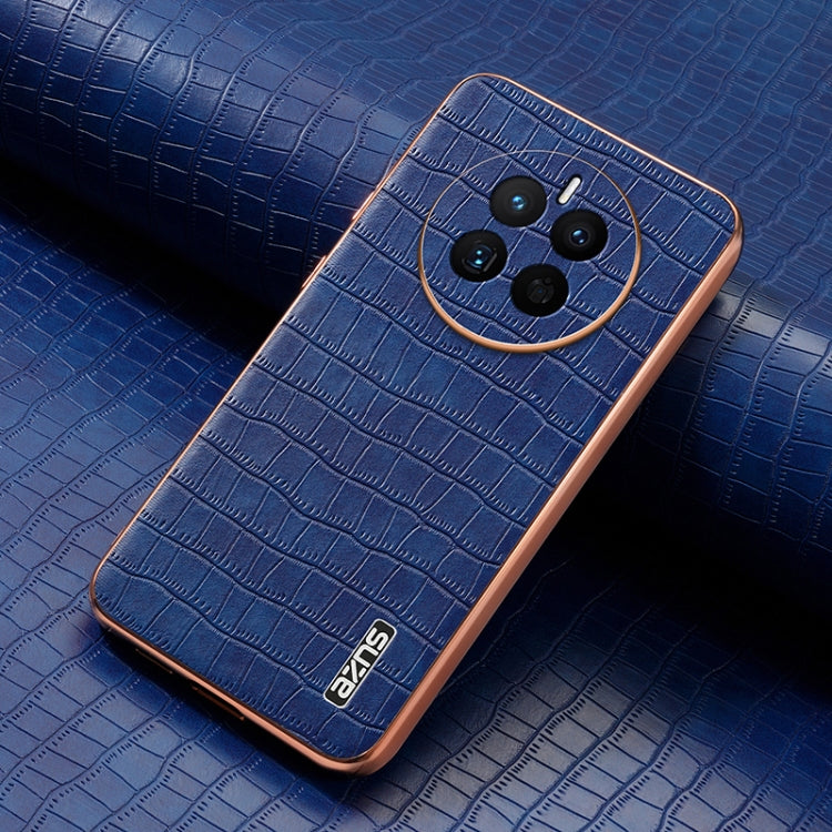 For Huawei Mate 50 / 50E AZNS Electroplated Frame Crocodile Texture Full Coverage Phone Case(Blue)