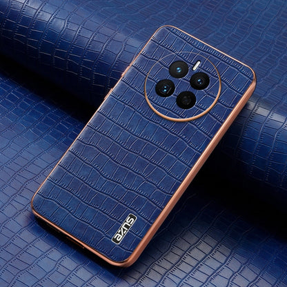For Huawei Mate 50 / 50E AZNS Electroplated Frame Crocodile Texture Full Coverage Phone Case(Blue)