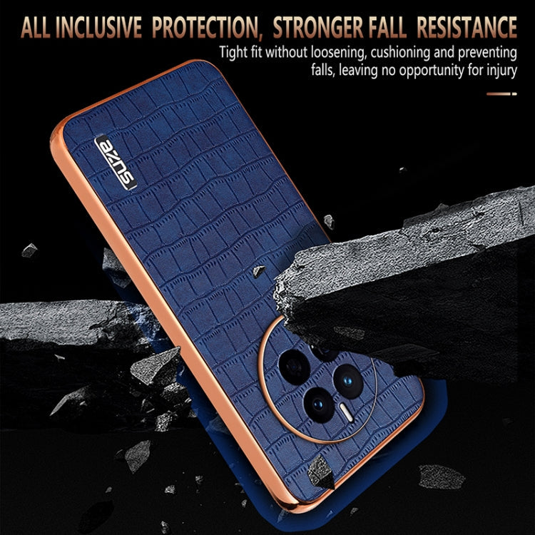 For Huawei Mate 50 / 50E AZNS Electroplated Frame Crocodile Texture Full Coverage Phone Case(White)