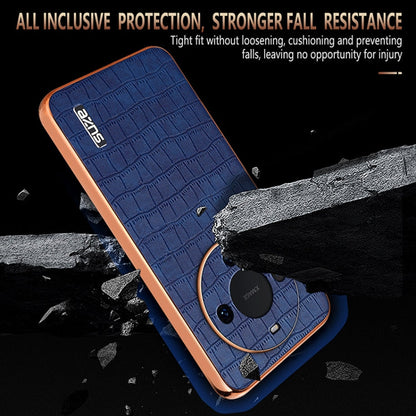 For Huawei Mate 60 AZNS Electroplated Frame Crocodile Texture Full Coverage Phone Case(Black)