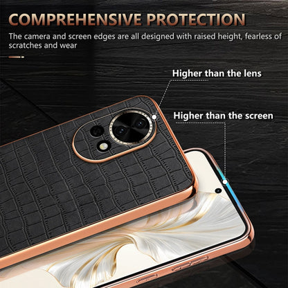 For Huawei nova 13 / nova 12 AZNS Electroplated Frame Crocodile Texture Full Coverage Phone Case(Brown)