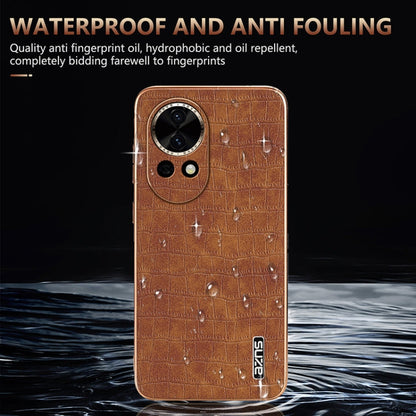 For Huawei nova 13 / nova 12 AZNS Electroplated Frame Crocodile Texture Full Coverage Phone Case(Brown)