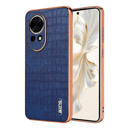 For Huawei nova 13 / nova 12 AZNS Electroplated Frame Crocodile Texture Full Coverage Phone Case(Blue)