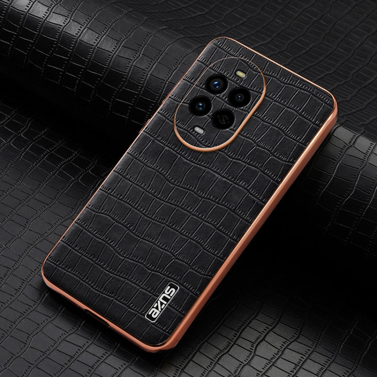 For Huawei nova 13 Pro AZNS Electroplated Frame Crocodile Texture Full Coverage Phone Case(Black)