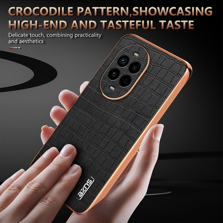 For Huawei nova 13 Pro AZNS Electroplated Frame Crocodile Texture Full Coverage Phone Case(Black)