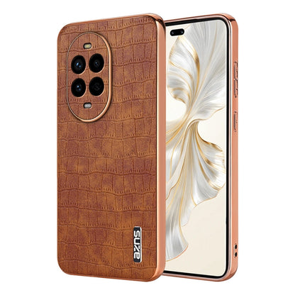 Pour Huawei nova 13 Pro AZNS Coque de téléphone en placage électrolytique Texture Croco avec Couverture Complète (Marron)