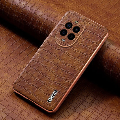 Pour Huawei nova 13 Pro AZNS Coque de téléphone en placage électrolytique Texture Croco avec Couverture Complète (Marron)