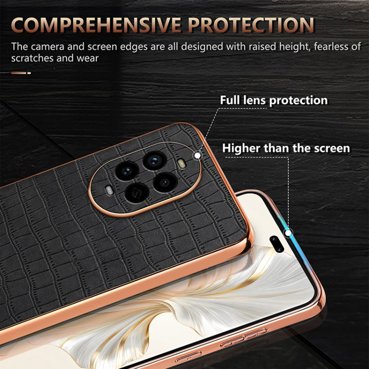 Pour Huawei nova 13 Pro AZNS Coque de téléphone en placage électrolytique Texture Croco avec Couverture Complète (Marron)