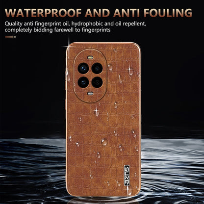 Pour Huawei nova 13 Pro AZNS Coque de téléphone en placage électrolytique Texture Croco avec Couverture Complète (Marron)