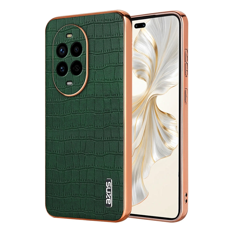 For Huawei nova 13 Pro AZNS Electroplated Frame Crocodile Texture Full Coverage Phone Case(Green)