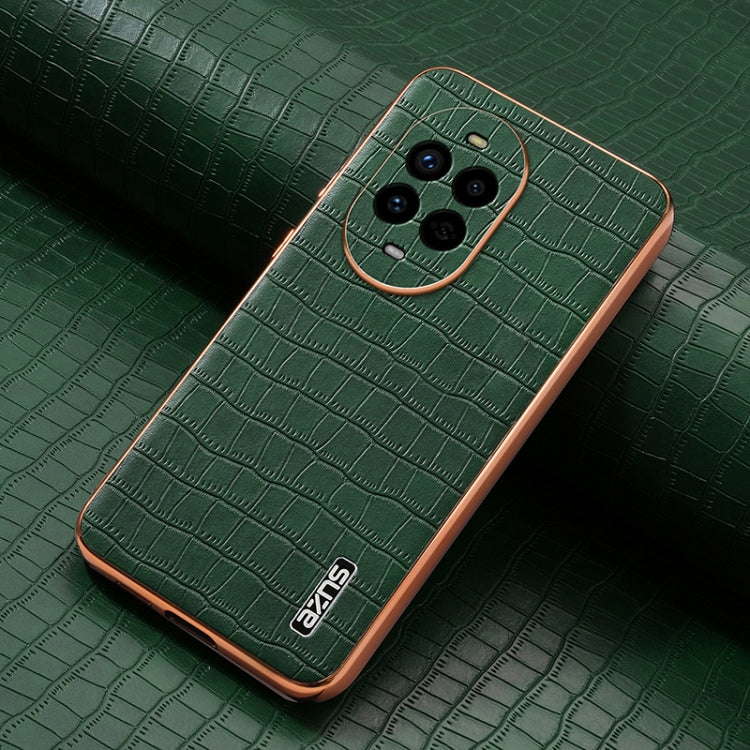 For Huawei nova 13 Pro AZNS Electroplated Frame Crocodile Texture Full Coverage Phone Case(Green)