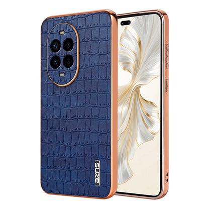 For Huawei nova 13 Pro AZNS Electroplated Frame Crocodile Texture Full Coverage Phone Case(Blue)