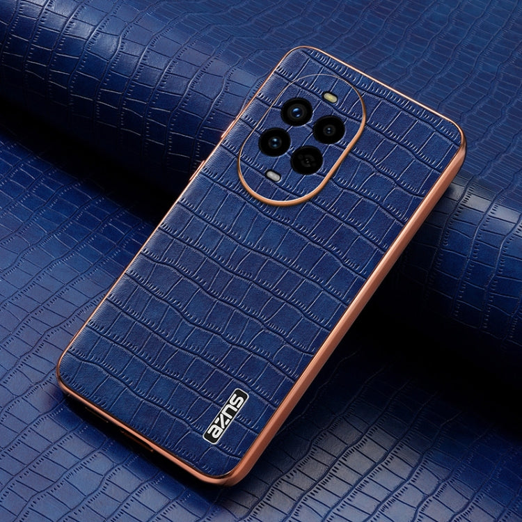 For Huawei nova 13 Pro AZNS Electroplated Frame Crocodile Texture Full Coverage Phone Case(Blue)