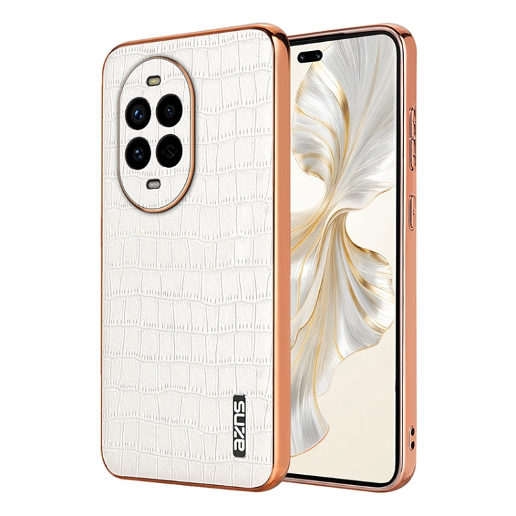 For Huawei nova 13 Pro AZNS Electroplated Frame Crocodile Texture Full Coverage Phone Case(White)