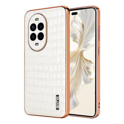 For Huawei nova 13 Pro AZNS Electroplated Frame Crocodile Texture Full Coverage Phone Case(White)