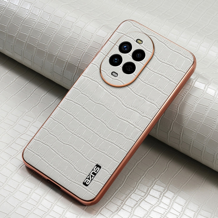 For Huawei nova 13 Pro AZNS Electroplated Frame Crocodile Texture Full Coverage Phone Case(White)