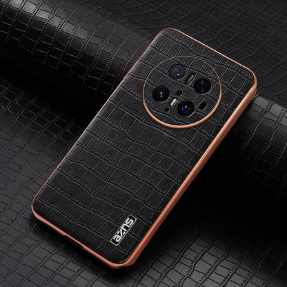 Pour Huawei Mate 70 Pro / 70 Pro+ Étui de téléphone AZNS avec cadre électroplaqué et texture crocodile, couverture complète (Noir)
