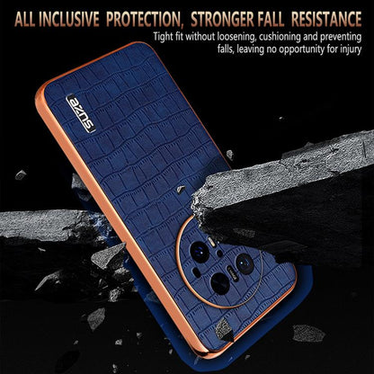 Pour Huawei Mate 70 Pro / 70 Pro+ Étui de téléphone AZNS avec cadre électroplaqué et texture crocodile, couverture complète (Noir)