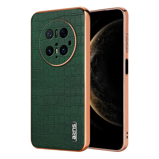 For Huawei Mate 70 Pro / 70 Pro+ AZNS Electroplated Frame Crocodile Texture Full Coverage Phone Case(Green)
