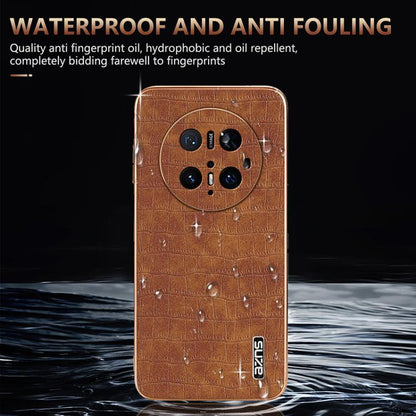 Pour Huawei Mate 70 Pro / 70 Pro+ AZNS Étui de téléphone à couverture complète avec cadre galvanisé et texture croco (vert)