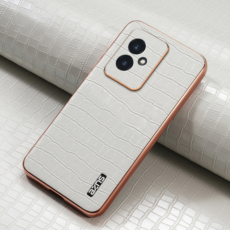 For Honor 100 AZNS Electroplated Frame Crocodile Texture Full Coverage Phone Case(White)