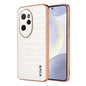 Pour Honor 100 Pro AZNS Coque de téléphone à couverture complète en texture crocodile avec cadre électroplaqué (Blanc)
