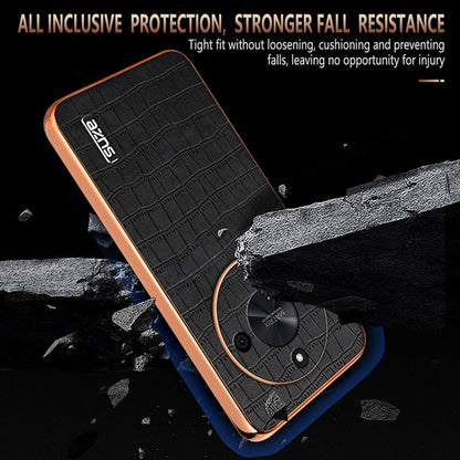 For Honor X50 / X50 Pro / X50 GT AZNS Electroplated Frame Crocodile Texture Full Coverage Phone Case(Black)