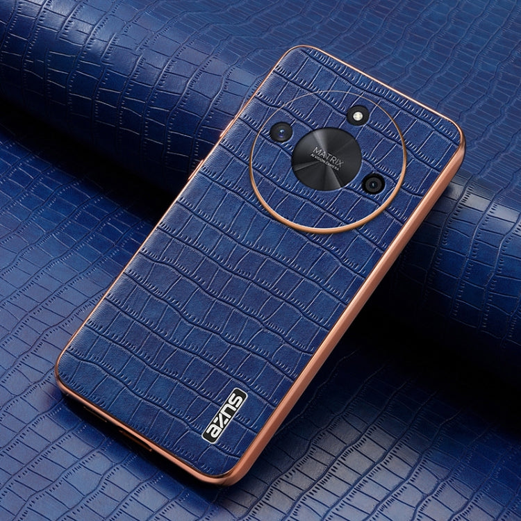 For Honor X50 / X50 Pro / X50 GT AZNS Electroplated Frame Crocodile Texture Full Coverage Phone Case(Blue)