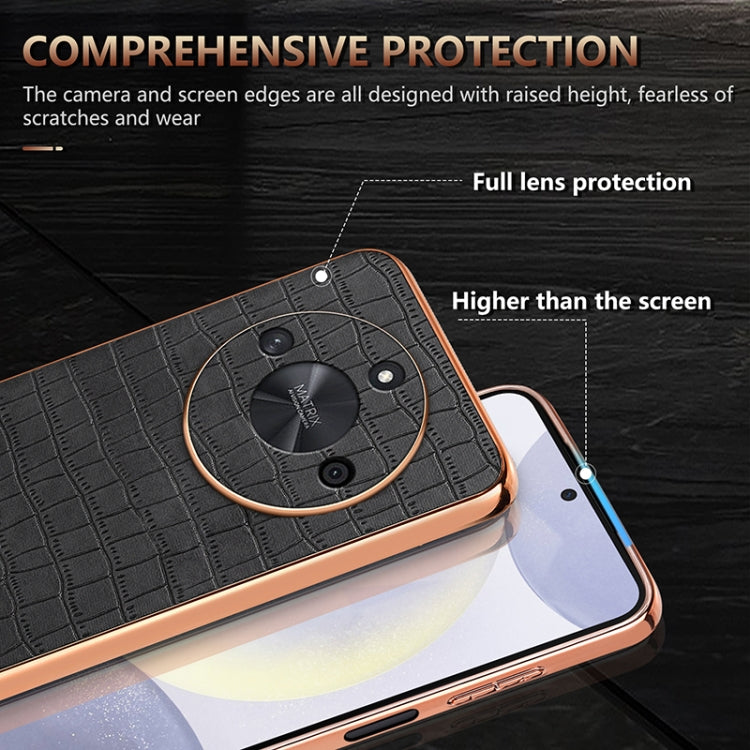 For Honor X50 / X50 Pro / X50 GT AZNS Electroplated Frame Crocodile Texture Full Coverage Phone Case(Blue)