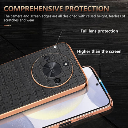 For Honor X50 / X50 Pro / X50 GT AZNS Electroplated Frame Crocodile Texture Full Coverage Phone Case(Blue)