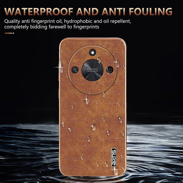 For Honor X50 / X50 Pro / X50 GT AZNS Electroplated Frame Crocodile Texture Full Coverage Phone Case(Blue)