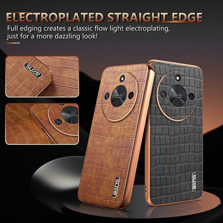 For Honor X50 / X50 Pro / X50 GT AZNS Electroplated Frame Crocodile Texture Full Coverage Phone Case(White)