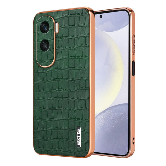 For Honor X50i / 90 Lite AZNS Electroplated Frame Crocodile Texture Full Coverage Phone Case(Green)