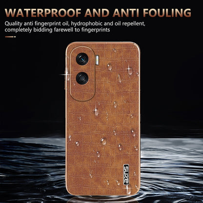 Pour Honor X50i / 90 Lite AZNS Coque de téléphone à couverture complète en texture crocodile avec cadre galvanisé (blanc)