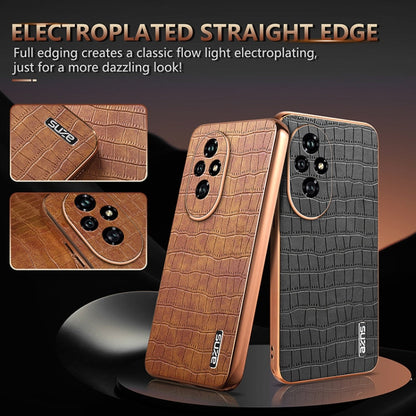 For Honor 200 Pro AZNS Electroplated Frame Crocodile Texture Full Coverage Phone Case(Black)