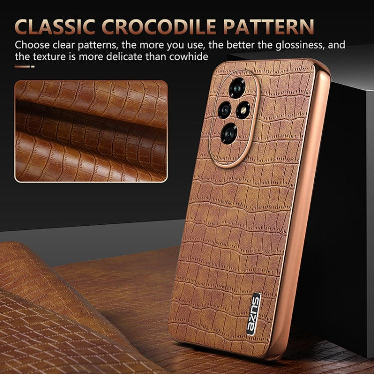 For Honor 200 AZNS Electroplated Frame Crocodile Texture Full Coverage Phone Case(Black)