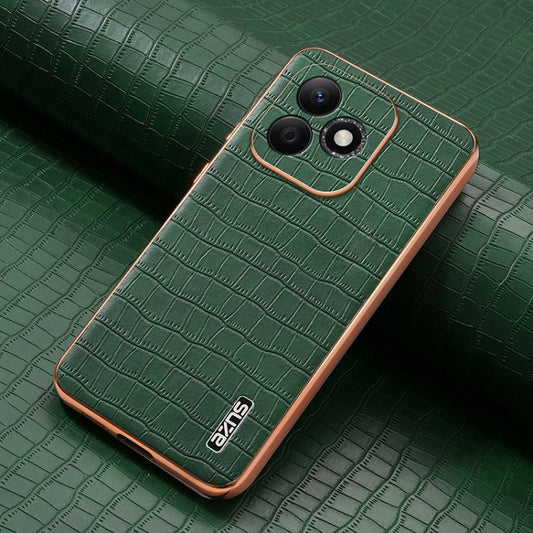 For Honor X60i AZNS Electroplated Frame Crocodile Texture Full Coverage Phone Case(Green)