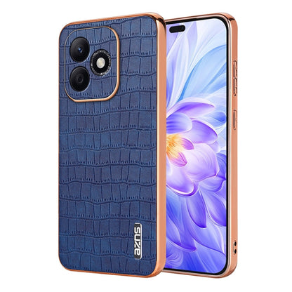 For Honor X60i AZNS Electroplated Frame Crocodile Texture Full Coverage Phone Case(Blue)