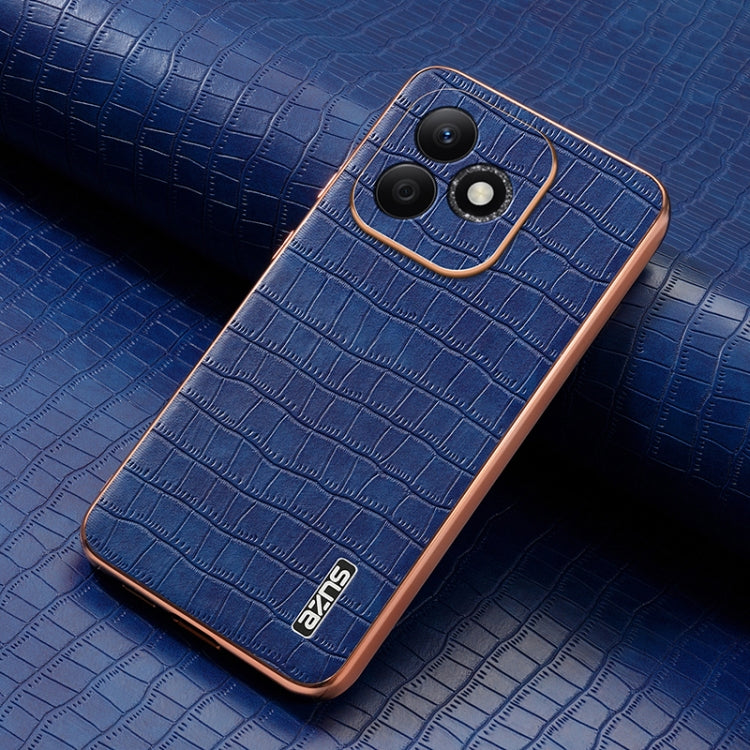 For Honor X60i AZNS Electroplated Frame Crocodile Texture Full Coverage Phone Case(Blue)