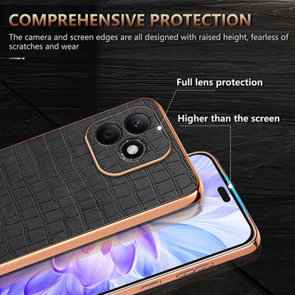 For Honor X60i AZNS Electroplated Frame Crocodile Texture Full Coverage Phone Case(White)