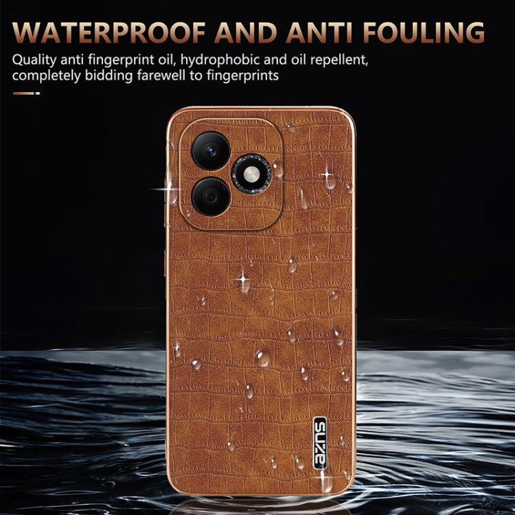 For Honor X60i AZNS Electroplated Frame Crocodile Texture Full Coverage Phone Case(White)