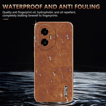 For Honor 300 AZNS Electroplated Frame Crocodile Texture Full Coverage Phone Case(Blue)