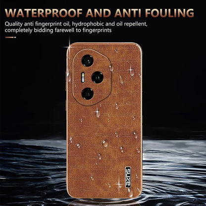 For Honor 300 Pro AZNS Electroplated Frame Crocodile Texture Full Coverage Phone Case(Brown)