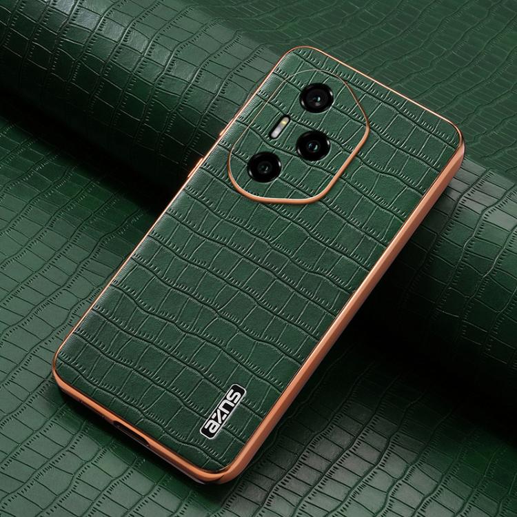 For Honor 300 Pro AZNS Electroplated Frame Crocodile Texture Full Coverage Phone Case(Green)