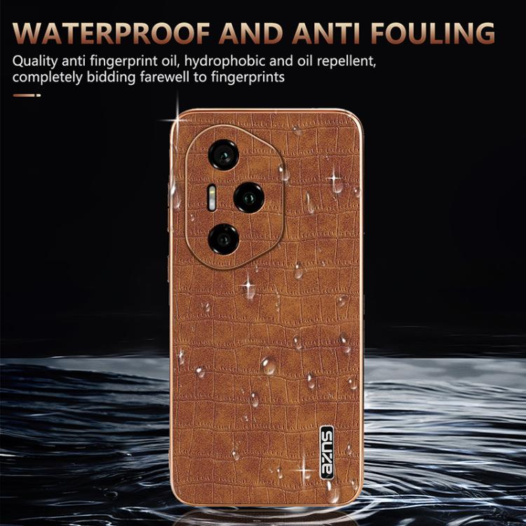 For Honor 300 Pro AZNS Electroplated Frame Crocodile Texture Full Coverage Phone Case(Green)